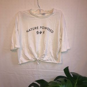 Cropped graphic tee with tie front